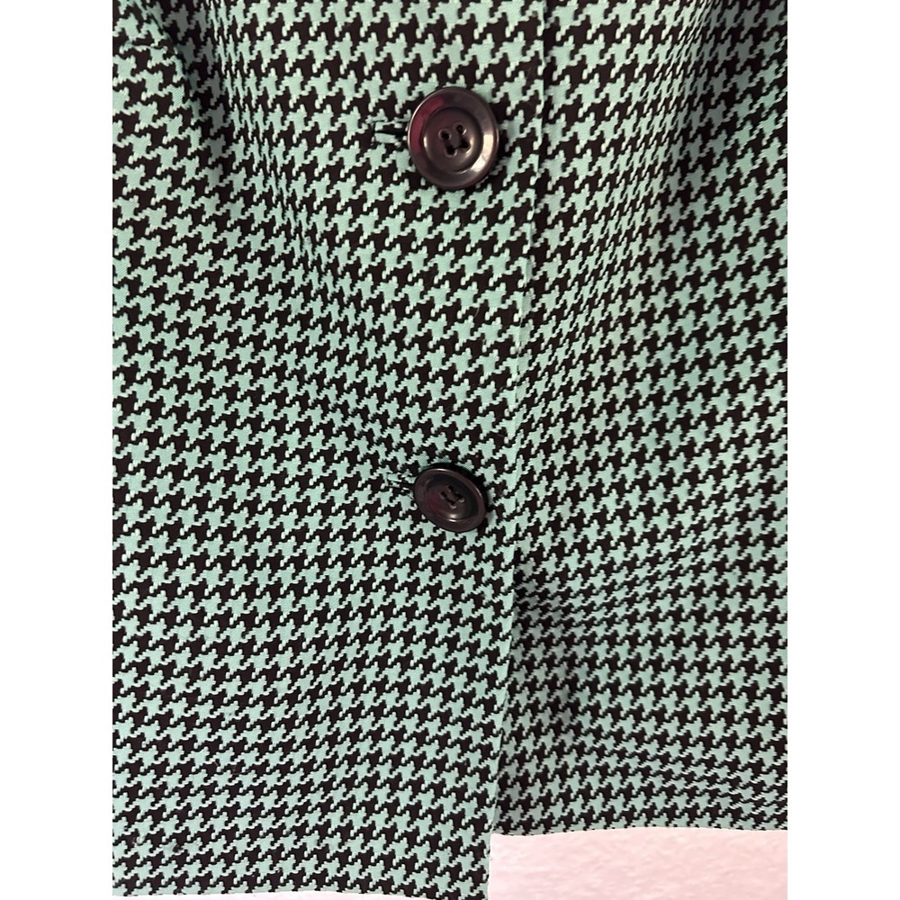Emily Women's Sz 14W Green Houndstooth Three Button Jacket Shawl Collar Pockets - Picture 4 of 10